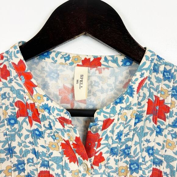 Spell Spell and The Gypsy Blue Floral Village Blouse in Sky Size XXS - Picture 4 of 7